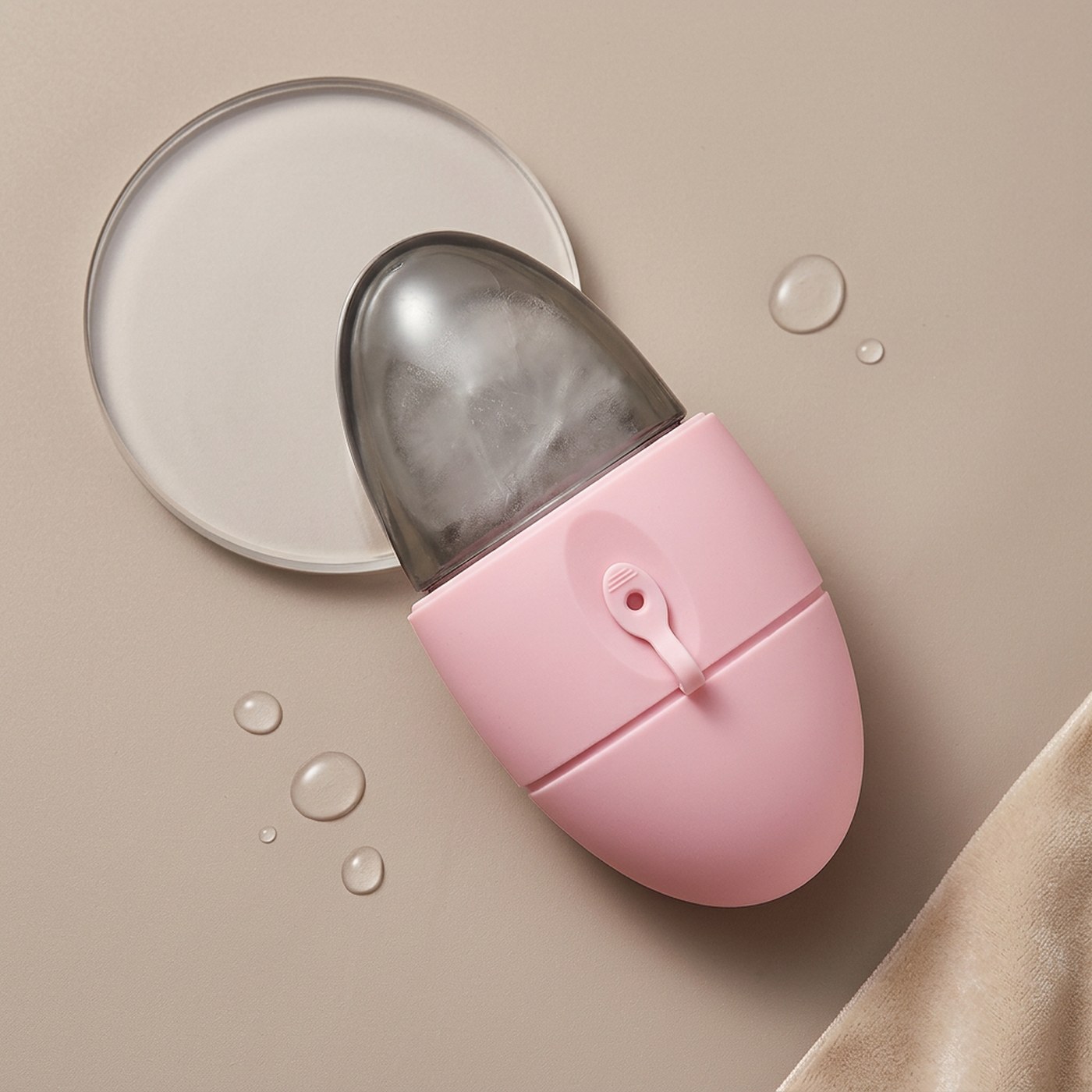 Mint silicone ice face roller, close studio detail of the moulded body